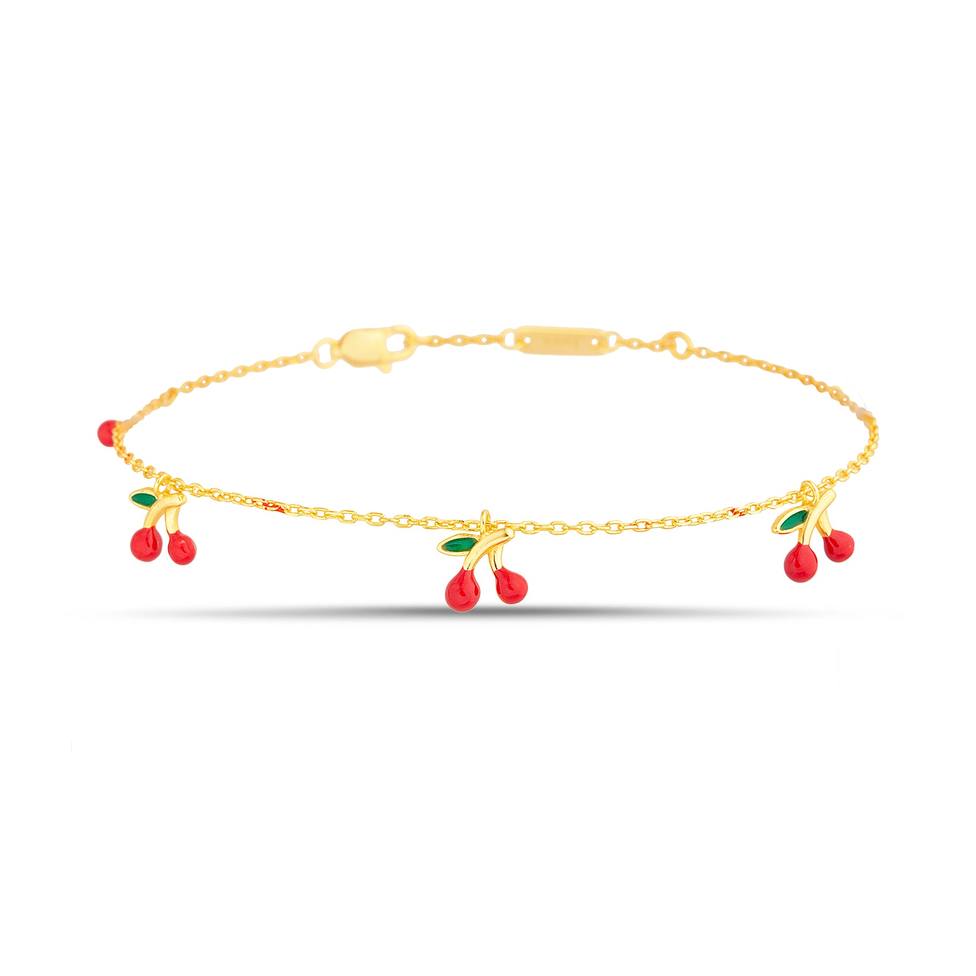 Gold Cherry Charm Bracelet